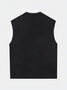 Hip-Hop merk mouwloos tanktop voor heren, losse pasvorm Europese en Amerikaanse stijl streetwear casual T-shirt, zomer - Zwart - Bekijken 2