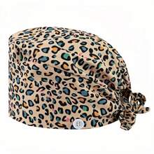 1pc Women's Colorful Leopard Print Work Hat/Nurse Cap, Featuring Drawstring Design, Side Mask Strap Hooks, Suitable For Doctors, Nurses, And All Hospital, Beauty Salon, Veterinary Workers - Multicolor - View 15