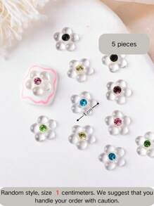 5件装夏日多彩可爱多巴胺美甲饰品大号半透明冰糖钻网红多巴胺彩色镶嵌水晶爱心钻美甲饰品手指甲装饰用 - 彩色 - 查看 3