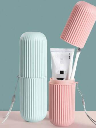 1/2pcs Portable Travel Toothbrush Box Set, Wash Cup With Lid, Toothpaste, And Toothbrush Storage Box Mouthwash Cup