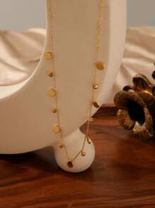 1 件简约方形不锈钢水晶立方氧化锆项链，时尚珠宝套装，适合日常佩戴独特女性礼物