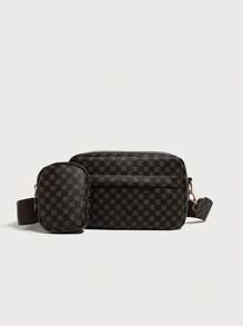 1 Set Girls' Crossbody Bag, Shoulder Bag, Coin Purse, Retro Pattern Shoulder Bag, Suitable For Daily Use, Parties, Ideal Gift Option