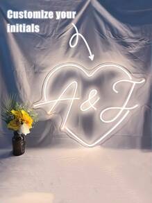 USB 雕刻霓虹灯首字母，定制婚礼霓虹灯首字母，个性化 LED 霓虹灯标志，多功能，耐用，装饰性，可重复使用，精致，时尚，高品质，色彩鲜艳，现代，定制，个性化，独特，适合他的理想礼物，适合她的理想礼物，男朋友，爸爸，女朋友，妈妈，家人，朋友，茶室，家庭，花园，办公室，周年纪念日，情人节，母亲节，生日，父亲节，毕业典礼，婚礼，乔迁，家居翻新，定制工艺品 - 愛心兩個字母組合 - 查看 1
