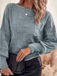 TRICOZHU Women's Blouse WINTER KNITTED Long Sleeve Blouse FASHION 2024 - 淺灰色 - 查看 2