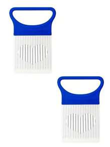 2 piezas/1 pieza Sujetador de cebolla para rebanado, cortador de cebolla de acero inoxidable para rebanado, rebanador de patata, limón, tomate, peine de cocina para verduras, frutas y carne