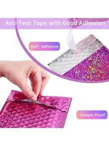 10pcs/Set Holographic Bubble Mailer Rose Red Mailing Envelope Waterproof Courier Bag Padded Bubble Envelopes Pack Bag For Shipping - Multicolor - View 5
