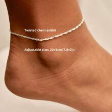 Cavigliera intrecciata, cavigliera semplice scintillante, cavigliera a più strati, cavigliere in argento per donna, cavigliera da spiaggia, braccialetto da caviglia, cavigliera boho, gioielli per i piedi, regalo di gioielleria estiva per la festa della mamma