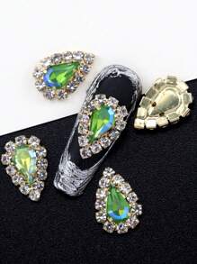 10 件装 K-Pop 风格美甲水钻首饰，金色和银色闪亮水滴指甲装饰配件带托盘，25 种颜色 - 彩色 - 查看 26