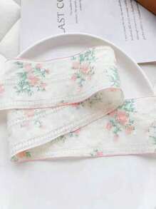 1pc Hollow Floral Chiffon Ribbon Fabric, DIY Sewing Accessories, Garment Decor, Bowknot