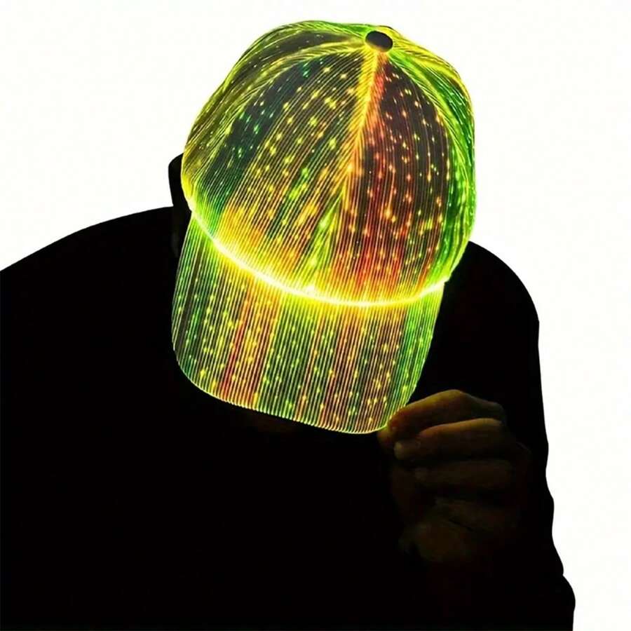 1 件多模式变化酷炫夜光棒球帽，多种颜色变化，USB 供电，可用作生日、派对、节日礼物