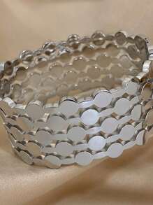 1pc Wide Version Bracelet Stainless Steel Wide Bracelet For Women Chunky Cuff Bracelet For Daily Party Birthday Valentine Jewelry Gifts - Yellow Gold - View 8