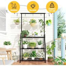 Trending Plant Stand Indoor Outdoor, Heavy Duty Metal 3 Tiered Hanging Plant Shelf For Multiple Flower Planter Holder Tall Large Rack For Living Room Garden Balcony, Black
