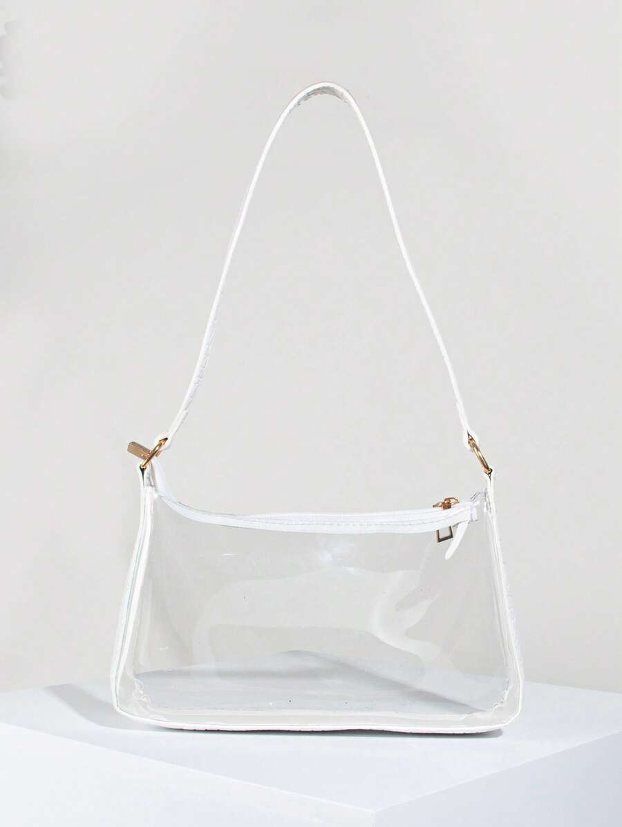 Women's Fashionable Transparent PVC Armpit Bag/Shoulder Bag For Daily Commuting - White - View 1