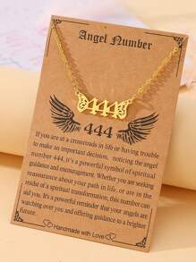 Goodwaro 1 件不锈钢天使数字 111 至 999 女士祝福项链，18K 镀金创意天使翅膀吊坠锁骨链，适合作为节日礼物