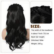 24inch Long Body Wave Curly Hairpiece With Removable Solid Ruched Headband Wig Women's Synthetic Cover Wig - Multicolor - View 5