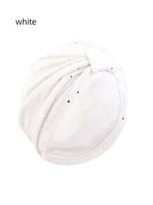 1pc Fashion Solid Color Casual Polyester Sequin Patchwork Twisted Head Wrap Cap, Suitable For Everyday Wear, All Season Hair Sleep Cap - B - View 3