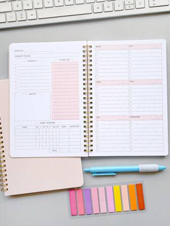 1 Book Of 52 Coils This PP Frosted Quality Paper Schedule This Weekly Efficiency Plan This Planner Self-Coil Weekly Plan This Week Back To School