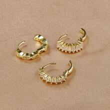 3 szt. 18-karatowe pozłacane błyszczące cyrkonie kolczyki koła zestaw dla kobiet biżuteria vintage, odpowiednie na imprezę, święta, randkę lub wesele