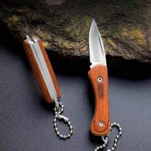 Kolorowy drewniany mini scyzoryk ze stali nierdzewnej składany nóż do owoców przenośny ekspresowy otwieracz do pudełek Outdoor brelok składany nóż, mały, ale nie za delikatny, aby stać się nożem na dłoni; kempingowa przygoda