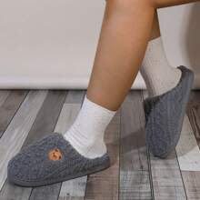 Unisex Plush Slippers With Cartoon Bear Design, Indoor Anti-Slip Warm Soft Bottom Couple Slippers For Men And Women, Autumn/Winter