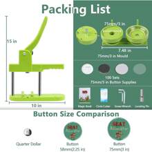 Button Maker Machine, 75mm(3 Inch) DIY Pin Button Maker Press Machine Kit, Badge Button Press Machine Pin Maker Machine With Free 100pcs Button Parts&Pictures&Circle Cutter&Magic Book - 2.25 英吋/58毫米 - 查看 8