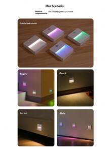 1/2/3PCS New Product RGB Sensor Light Human Body Sensor Light Smart USB Rechargeable Color RGB Magnetic LED Night Light Foot Light Corridor Aisle Staircase Entrance Wall Bookcase Shoe Cabinet Household Lighting Night Light Intelligent Sensitive Sensor
