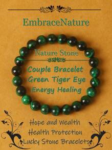 1 pieza Pulsera de ojo de tigre azul real de calidad 5A+ para hombre, 6/8 mm, con cuentas de piedra de ojo de tigre rayo rojo, pulseras de curación de energía natural de piedra para mujeres, joyería