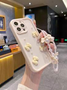1件粉色蝴蝶结珍珠腰链全包防震手机壳，兼容 17/17 Air/17 Pro/17 Pro Max/16/15 Pro Max/15 Plus/15 Pro/15/14 Pro Max/14 Plus/14 Pro/14/13 Pro Max/13 Pro/13/12 Pro Max/12 Pro/12 Pro Max/11 Pro/11/XS Max/XR/XS/7/8 Plus，透明保护套 - 米色 - 查看 4
