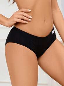 9 Pcs Women's Cotton Panties Sexy Low-Waist Solid Color Briefs Ribbed Comfortable And Breathable Sports Underwear