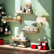 1 Set Rustic Solid Pine Wood Floating Wall Shelf With Toilet Paper Holder Basket, Wall Mounted Bath Storage Rack