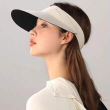 1pc 夏季女童防紫外线运动骑行大檐遮阳空顶可折叠无缝防晒帽子户外运动帽子装饰 - 彩色 - 查看 5