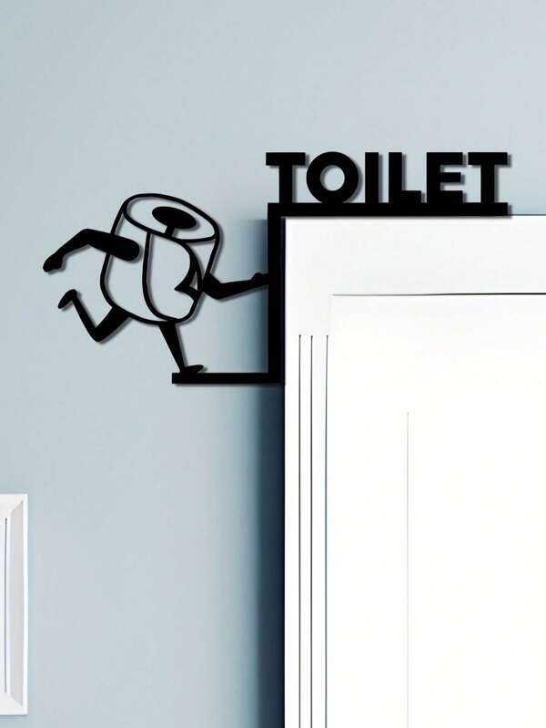 CIFbuy 1 Piece Humorous Toilet Paper Metal Wall Art - Decorative Bathroom Accessories, Door Frame Toilet Sign, Unique Home Gift, Suitable For Modern Home Decoration, Home Decor, Room Decoration, Bedroom Decoration, Bathroom Decor Ation, Waterproof, Rust-Proof , Wall Decoration, Birthday Gift, Kitchen, Sturdy And Does Not Fade, Holiday Necessity,