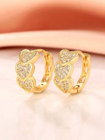 1 对新娘空心圆形耳环，时尚多层扭曲耳钉，简约百搭女士耳环