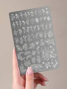 1件复古中国风花卉蝴蝶蕾丝美甲印花板 - 不锈钢印花工具，适用于凝胶指甲油设计，法式美甲套装，复古图案