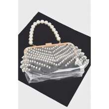 Stone Studded Transparent Clutch