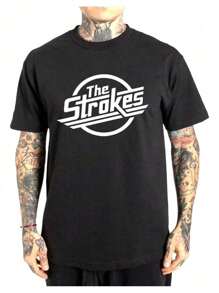 THE STROKES T-Shirt Basic Cotton Short Sleeve Premium Shirt - 黑色 - 查看 2