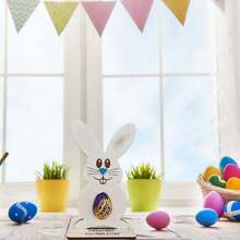 1pc New Easter Gift Rabbit Chocolate Egg Holder, Wooden Tabletop Decor Craft For Party (Eggs Not Included)