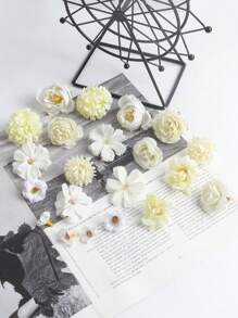20pcs Fake Flower Head Set Plus Box Artificial Rose Daisy Flower Head For DIY Garland Flower Bouquet Wedding Crafts Bridal Party Shower Home Decoration Wedding Car Shoes Hat