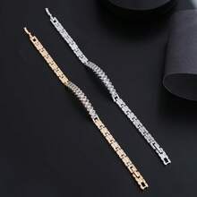 1pc Minimalist High-End Synthetic Cubic Zirconia Bracelet, Lightweight Luxurious Design For Daily Wear, Dates, Weddings, And Parties