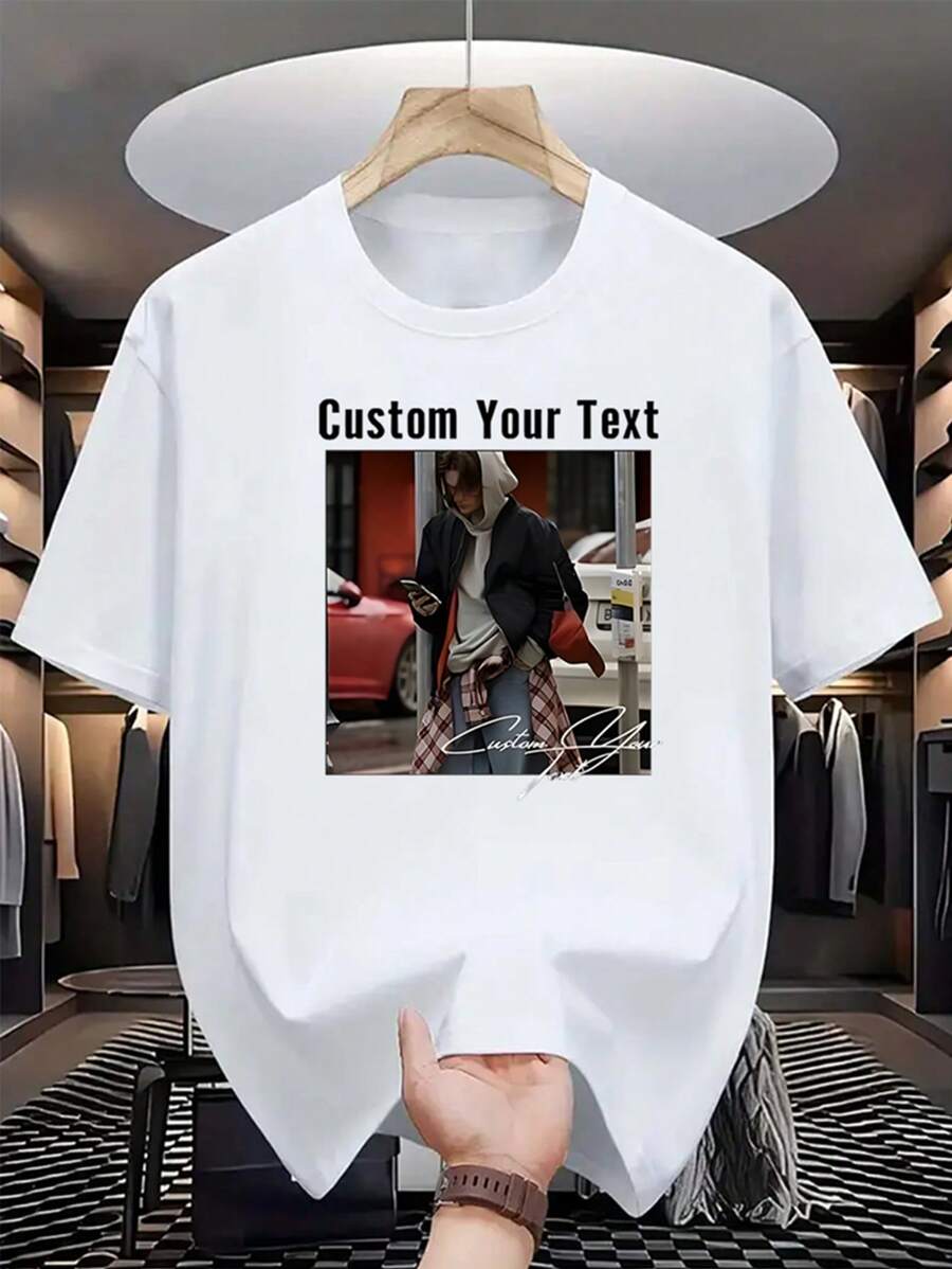 [Custom Vibrant Design DIY Custom T-Shirt] Customized Vibrant Design Personalized Custom T-Shirt For Men - White - View 1