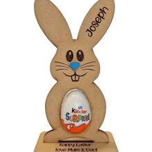 1pc New Easter Gift Rabbit Chocolate Egg Holder, Wooden Tabletop Decor Craft For Party (Eggs Not Included)