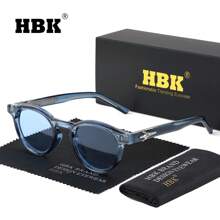 HBK Lunettes rétro rondes HBK avec branche en métal. Monture mode cool pour hommes. Idéal pour les activités de plein air, les fêtes, les voyages, la conduite, les vacances à la plage et l'utilisation casual. Décoration photo, cadeau parfait pour les vacances à la plage, les activités de plein air et les voyages, livré en emballage complet.