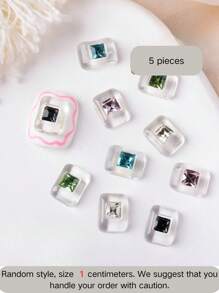 5件装夏日多彩可爱多巴胺美甲饰品大号半透明冰糖钻网红多巴胺彩色镶嵌水晶爱心钻美甲饰品手指甲装饰用 - 彩色 - 查看 6