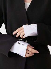 1 对白色纽扣假衬衫袖口，适合男士和女士，搭配西装和毛衣 - 彩色 - 查看 7