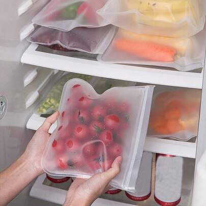 3 Piezas Bolsa De Conservación De Alimentos Reutilizable Eva, Bolsa De Conservación Multi-funcional A Prueba De Fugas Y Con Cierre Automático, Adecuada Para Frutas, Verduras, Sándwiches, Carne Y Otros Alimentos, Útil Para Almacenamiento Hermético De Alimentos Y Preparación Previa A La Comida