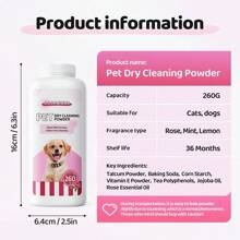 260g Pet Dry Bath Powder, Dog & Cat No-Rinse Shampoo & Bath Solution, Puppy & Rabbit Cleaning Bath, Pet Deodorizing & Anti-Itch Fragrant Bathing Product Suitable For All Small Animals