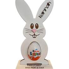 1pc New Easter Gift Rabbit Chocolate Egg Holder, Wooden Tabletop Decor Craft For Party (Eggs Not Included)