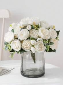 1 件/3 件人造牡丹花丝绸花束假植物春季婚礼花瓶适用于家庭餐厅卧室装饰、节日生日派对配件、户外花园装饰 - 白色 - 查看 2