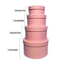 4pcs/Set Solid Color Round Gift Box Set, Stackable Design, Suitable For Various Occasions Like Valentine's Day, Birthday, Wedding, Party, Daily Use - Pink - View 9