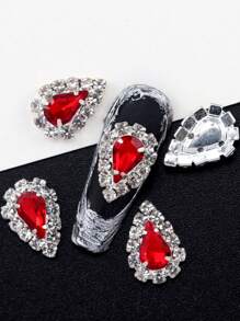 10 件装 K-Pop 风格美甲水钻首饰，金色和银色闪亮水滴指甲装饰配件带托盘，25 种颜色 - 彩色 - 查看 10